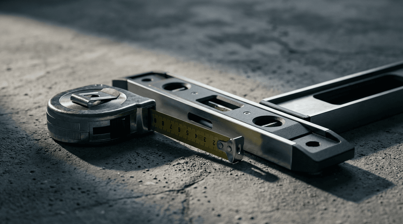 Close-up of concrete surface preparation with a floor scraper